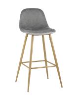Стул барный Валенсия велюр серый ножки цвет дерево