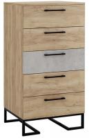 Комод с 5 ящиками Loft Дуб натур/Бетон. Фото №1