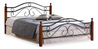 Кровать AT-803 дерево гевея/металл, 160*200 см (Queen bed), красный дуб/черный. Фото №1