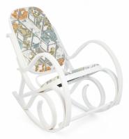 Кресло-качалка mod. AX3002-2 дерево береза, ткань: полиэстер/хлопок, 55х98х91 см, дерево: белый #10, ткань орнамент 9068-BL. Фото №1