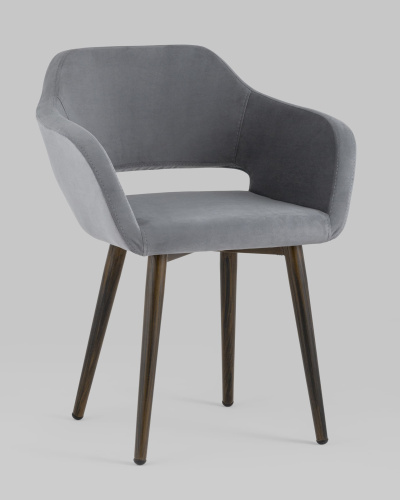 Стул с подлокотниками Саймон велюр тёмно-серый фото Стул с подлокотниками Саймон велюр тёмно-серый. Фото №3