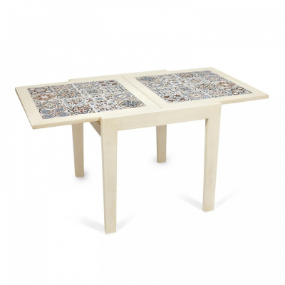 CT 3030 Kasablanca стол раскладной с плиткой дерево гевея/плитка, 73,5*73,5*75+73,5см , античный белый, рисунок - марокко фото CT 3030 Kasablanca стол раскладной с плиткой дерево гевея/плитка, 73,5*73,5*75+73,5см , античный белый, рисунок - марокко. Фото №2