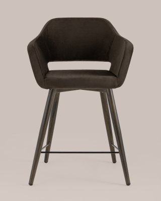 Стул полубарный Саймон велюр тёмно-коричневый. Фото