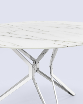 Стол обеденный Балтимор D120 белый стеклянный. Фото №5