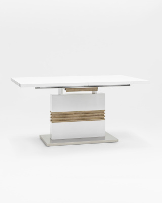 Стол обеденный Тампа раскладной 160-200*90 глянцевый белый. Фото