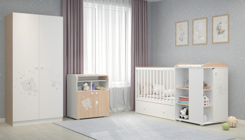 Шкаф платяной Polini kids French 1230 Teddy, белый фото Шкаф платяной Polini kids French 1230 Teddy, белый. Фото №6