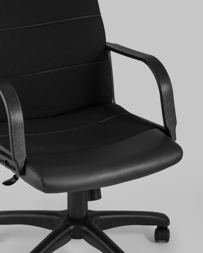 Кресло офисное Чарли экокожа ткань черный фото Кресло офисное Чарли экокожа ткань черный. Фото №9