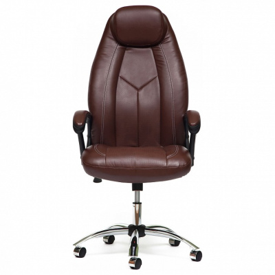 Компьютерное кресло BOSS (хром) кож/зам, коричневый/коричневый перфорированный, 2 TONE/2 TONE /06. Фото №2