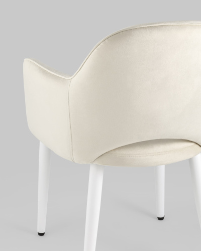 Стул Венера велюр кремовый ножки белые. Фото №8