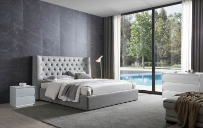 Кровать GC1726 серая с ящиком для белья. Фото