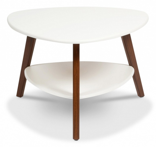 Стол журнальный CAROLL МДФ/дерево, 77*78*50 см, Белый (ножки орех). Фото №1