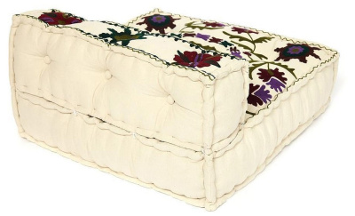 Модуль мягкий со спинкой Secret De Maison MAHARAJA (mod. MA-102) cotton Kilim, 80х80х43см, белый с цветами. Фото №2