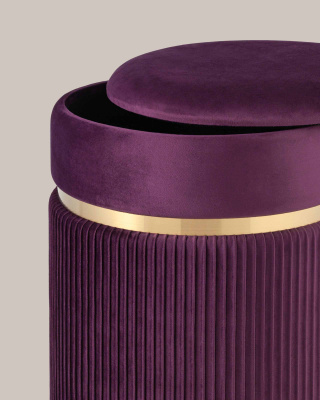 Пуф Миранда с ящиком велюр сливовый. Фото №5