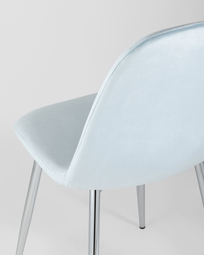 Стул Валенсия велюр пыльно-голубой хромированные ножки. Фото №8