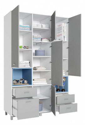 Шкаф комбинированный Polini kids Mirum 2335, серый. Фото