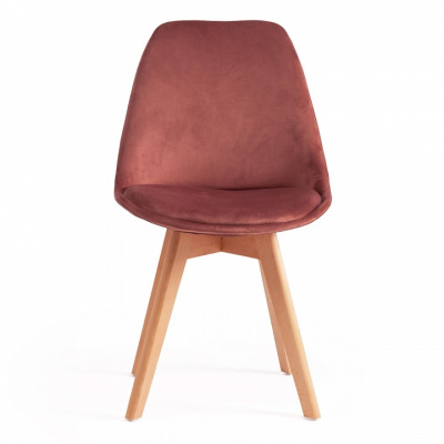 Стул Secret De Maison TULIP SOFT (mod. 74) вельвет/дерево , 54 х 47 х 83 см , коралловый (HLR 44)/натуральный (поставляется по 4 шт). Фото №2