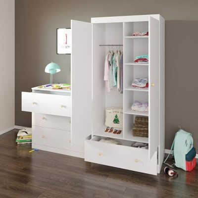 Шкаф платяной Polini kids Fun 890, белый фото Шкаф платяной Polini kids Fun 890, белый. Фото №5