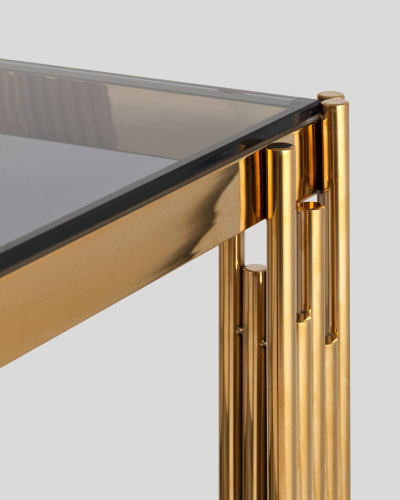 Журнальный столик 55*55 ГЭТСБИ золото стекло smoke. Фото №6