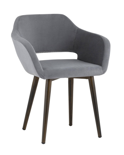 Стул с подлокотниками Саймон велюр тёмно-серый фото Стул с подлокотниками Саймон велюр тёмно-серый. Фото №1