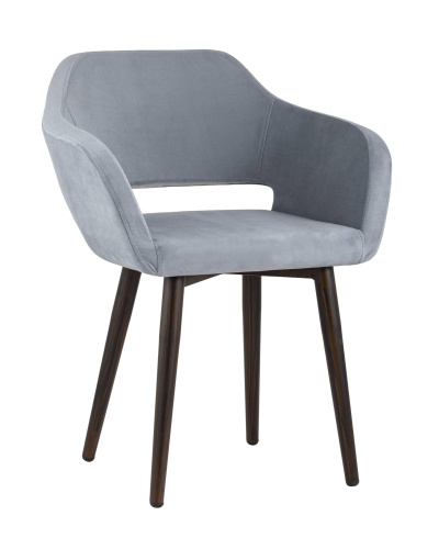 Стул с подлокотниками Саймон велюр серый. Фото №1