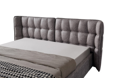 Кровать HUSK 8705 темно-бежевая с ящиком для белья. Фото