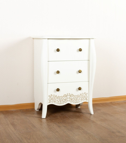 Прикроватная тумба белая с золотом 527.045.P. Фото №1