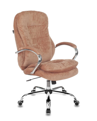 Кресло руководителя Бюрократ T-9950SL Fabric светло-коричневый Velvet 90 крестовина металл хром. Фото №3