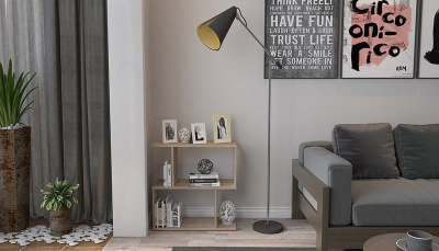 Стеллаж Polini Home Smart, древесина коричневая светлая дуб. Фото