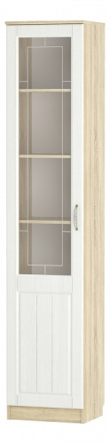 НМ 040.43 Ф Оливия Шкаф для посуды Витрина, Левый, Белое дерево, Дуб Сонома. Фото №1