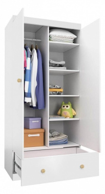 Шкаф платяной Polini kids Fun 890, белый фото Шкаф платяной Polini kids Fun 890, белый. Фото №3