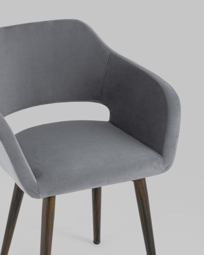 Стул с подлокотниками Саймон велюр тёмно-серый фото Стул с подлокотниками Саймон велюр тёмно-серый. Фото №9