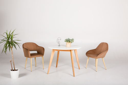 Стол Лунд круглый д.860 бук-белый. Фото №6